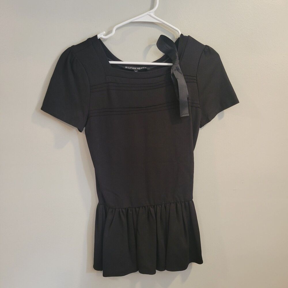 Silvia Heach Black Peplum Top Size Small